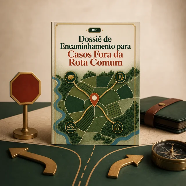 Mockup do bônus Dossiê de Encaminhamento para Casos Fora da Rota Comum